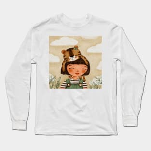 A Girl with a Baby Tiger Long Sleeve T-Shirt